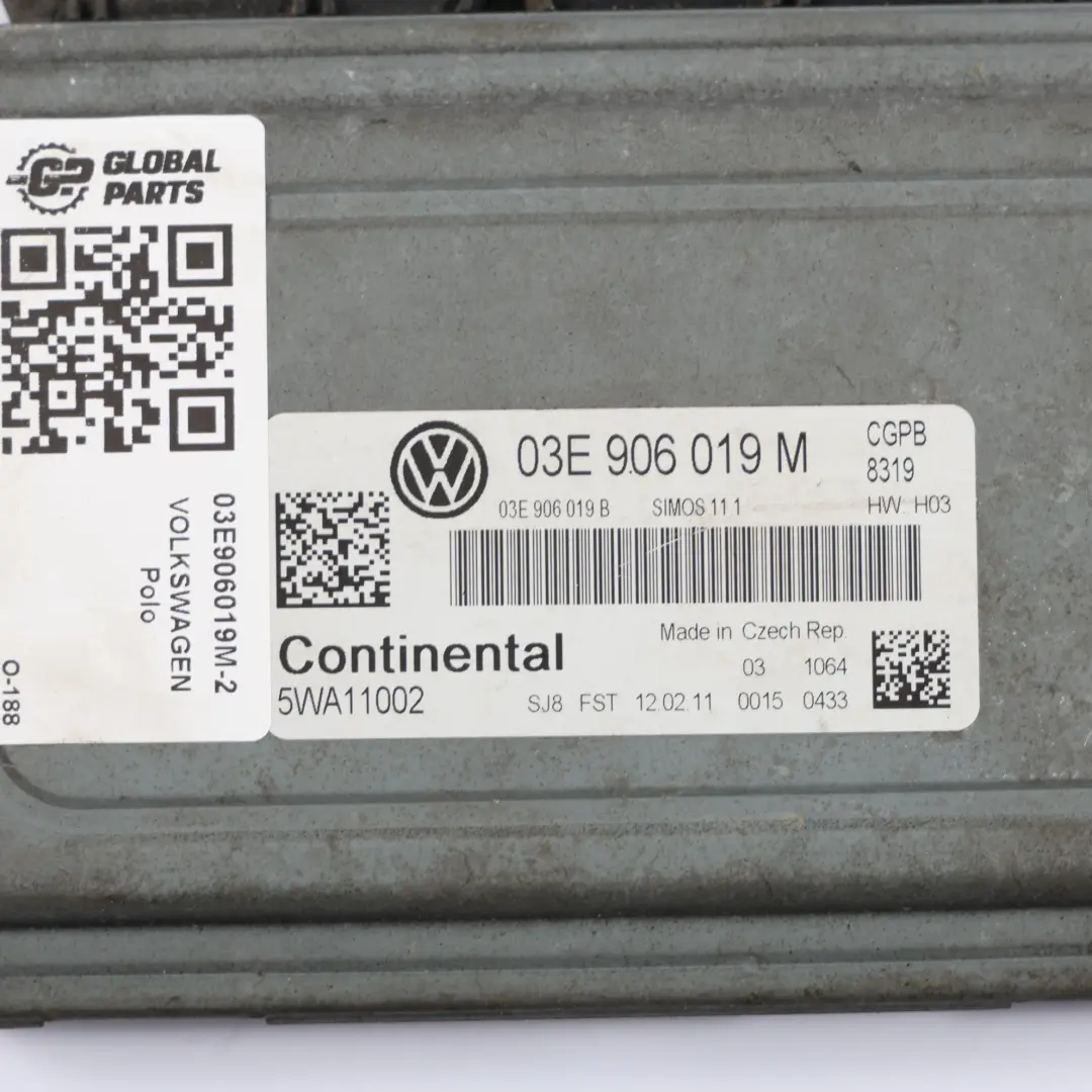 CGPB 60CH Kit Calculateur Moteur Manuel pour Volkswagen Polo 6R 1.2 à propos du numéro de pièce 03E906019M Volkswagen Polo 6R 1.2 CGPB 60CH Kit Calculateur Moteur Manuel - SKU 03E906019M-2 - Numéro de pièce 03E906019M