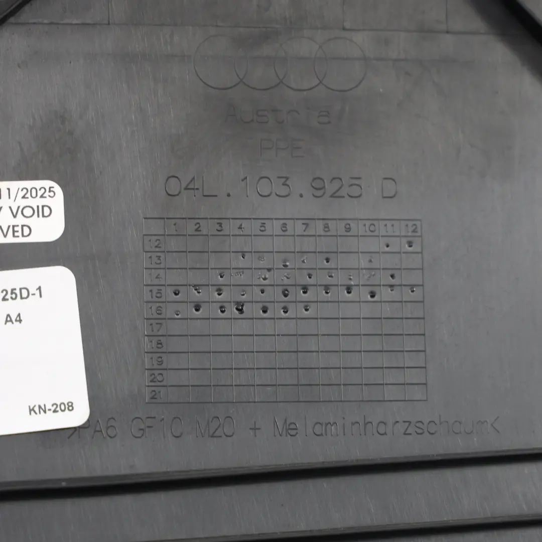 Audi A4 B8 A5 8T Cubierta Motor Aislamiento Panel Acústico 2.0 TDI - SKU 04L103925D-1 - Número de pieza 04L103925D