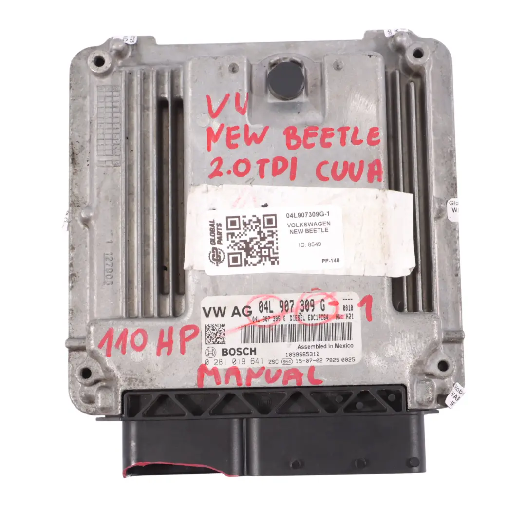 Volkswagen New Beetle 2.0 TDI CUUA 110HP Motoreinheit ECU Kit Manuell - SKU 04L907309G-1 - Teilenummer 04L907309G