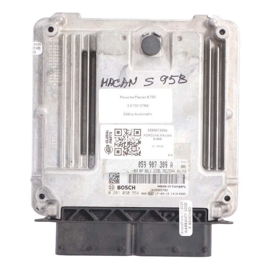 CTBA 258HP Engine Control ECU Automatic to Porsche Macan S 95B 3.0 TDI with Part number 059907309A Porsche Macan S 95B 3.0 TDI CTBA 258HP Engine Control ECU Automatic - SKU 059907309A - Part number 059907309A