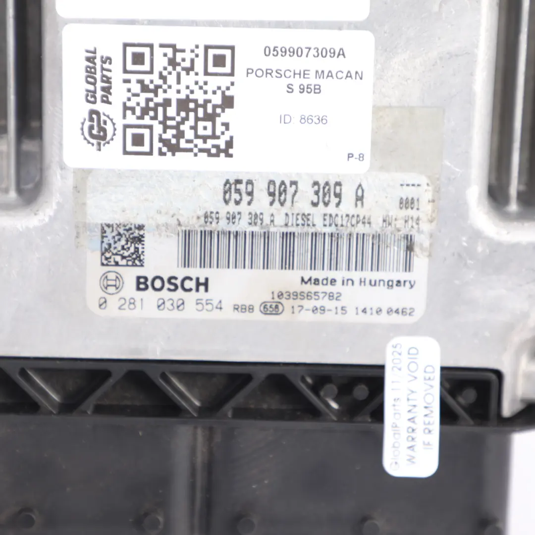 Porsche Macan S 95B 3.0 TDI CTBA 258HP Engine Control ECU Automatic - SKU 059907309A - Part number 059907309A