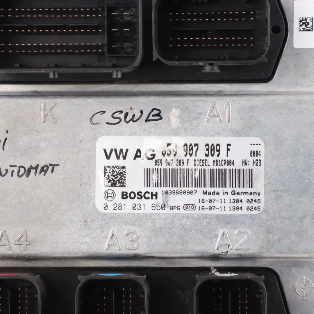 Audi A4 B9 A5 5F 3.0 TDI CSWB 218 HP Engine Control Module Automatic - SKU 059907309F - Part number 059907309F