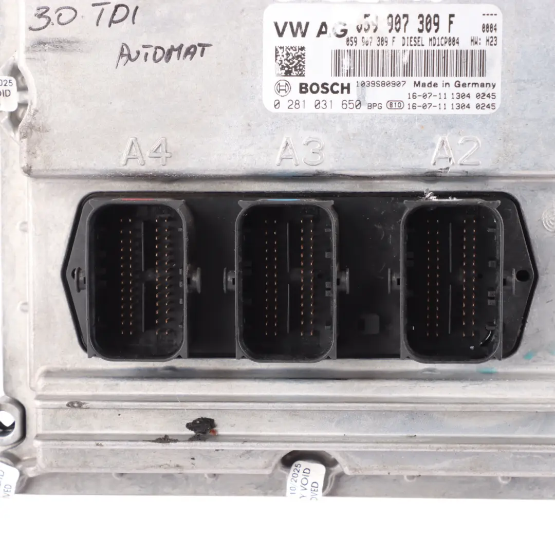 5F 3.0 TDI CSWB 218 HP Engine Control Module Automatic to Audi A4 B9 A5 with Part number 059907309F Audi A4 B9 A5 5F 3.0 TDI CSWB 218 HP Engine Control Module Automatic - SKU 059907309F - Part number 059907309F