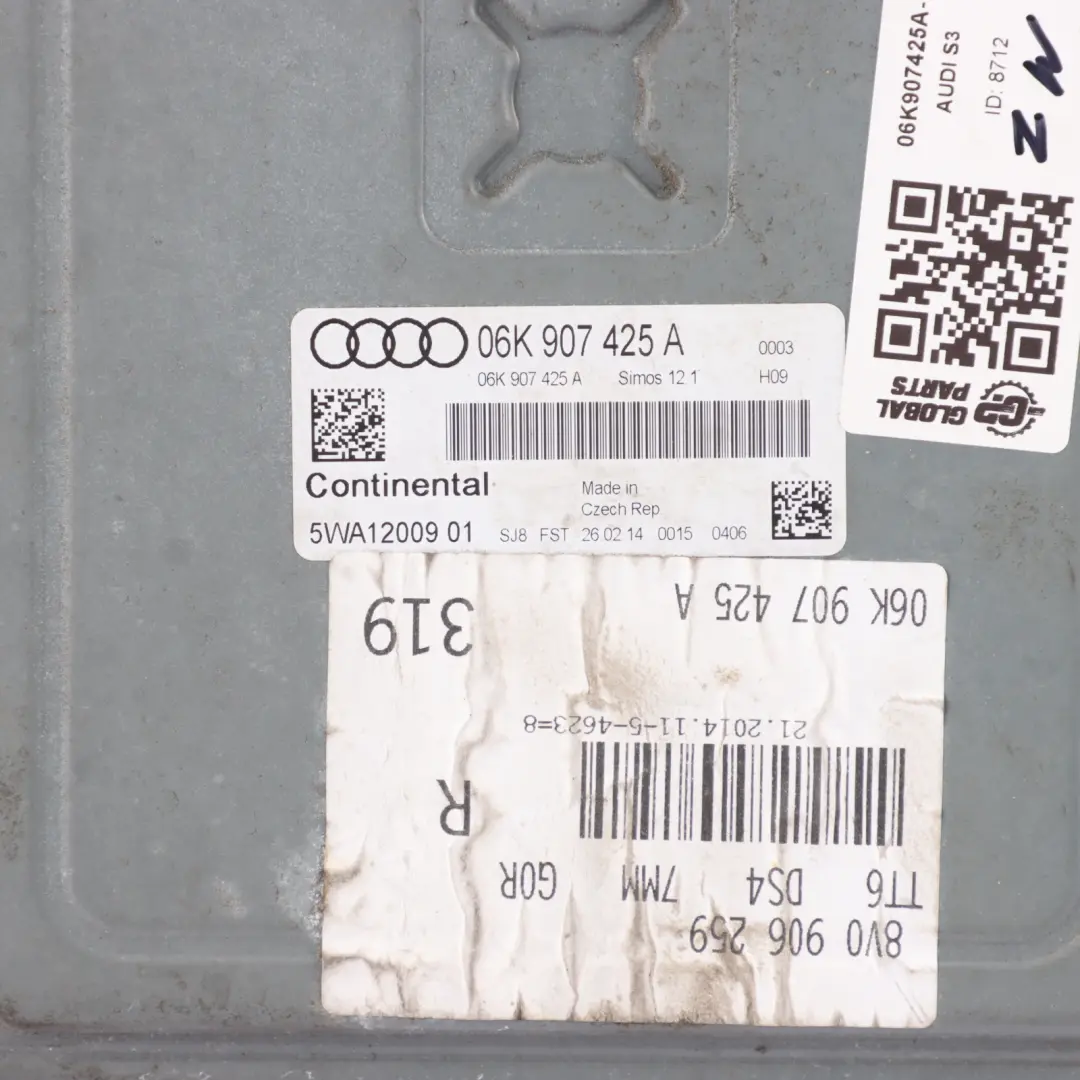 Audi S3 8V 2.0 TFSI CJXC 300HP Quattro Engine Control ECU Automatic - SKU 06K907425A-1 - Part number 06K907425A