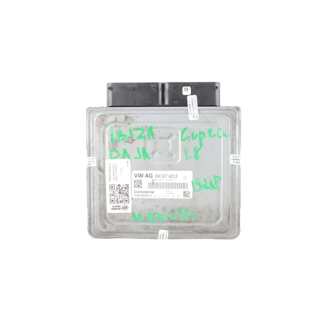 Seat Ibiza Cupra 6J IV 1.8 TSI DAJA Engine Control ECU Kit Manual - SKU 06K907425B-14 - Part number 06K907425B