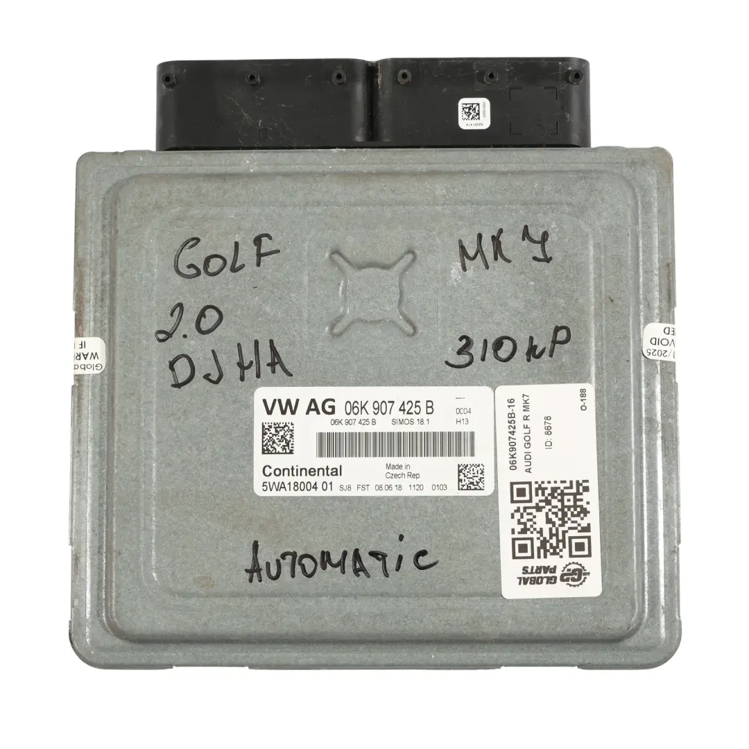 VW Golf VII 2.0 TFSI DJHA 310HP Quattro Engine Unit ECU Kit Automatic - SKU 06K907425B-16 - Part number 06K907425B