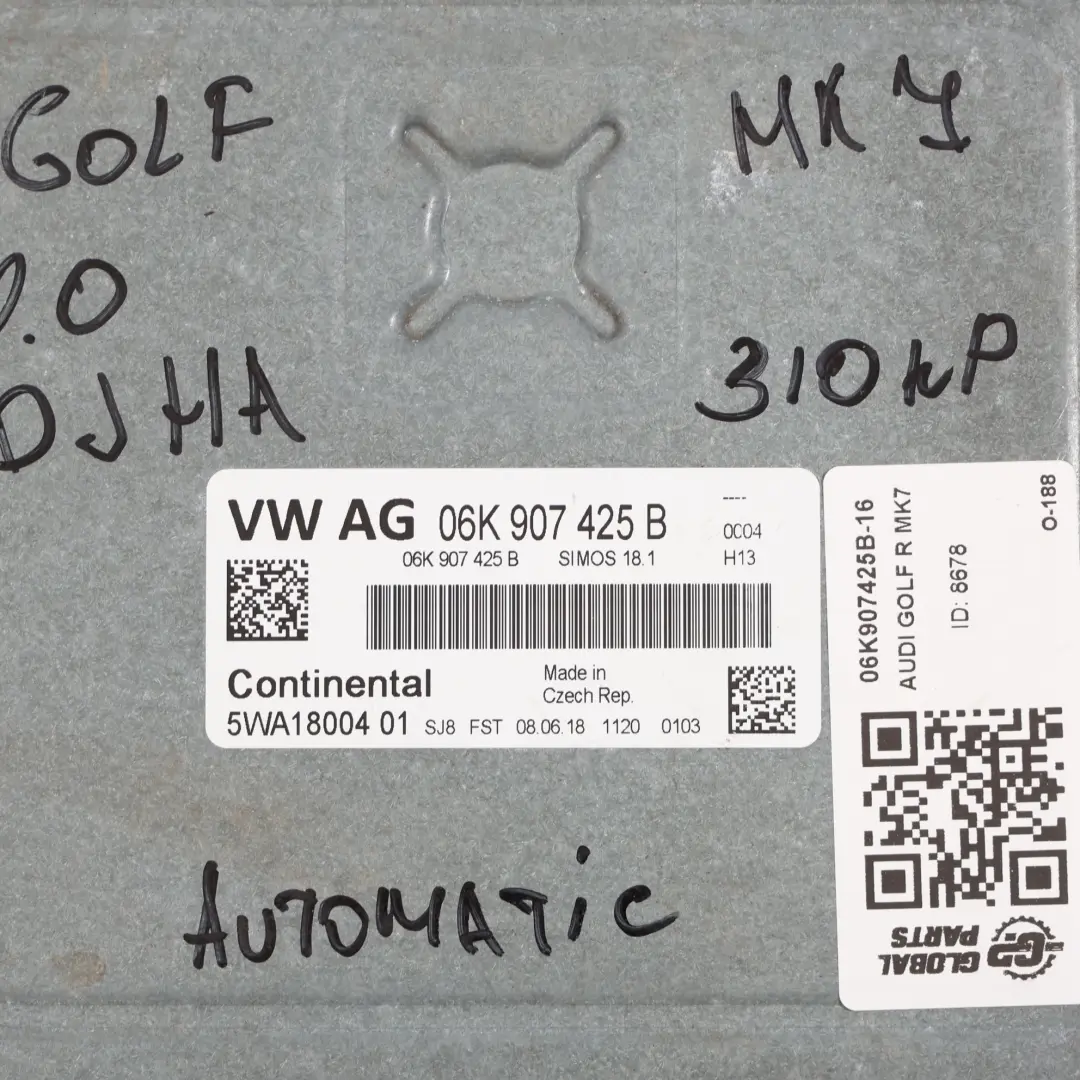 310HP Quattro Control Motor ECU Automático para VW Golf VII 2.0 TFSI DJHA con número de pieza 06K907425B VW Golf VII 2.0 TFSI DJHA 310HP Quattro Control Motor ECU Automático - SKU 06K907425B-16 - Número de pieza 06K907425B
