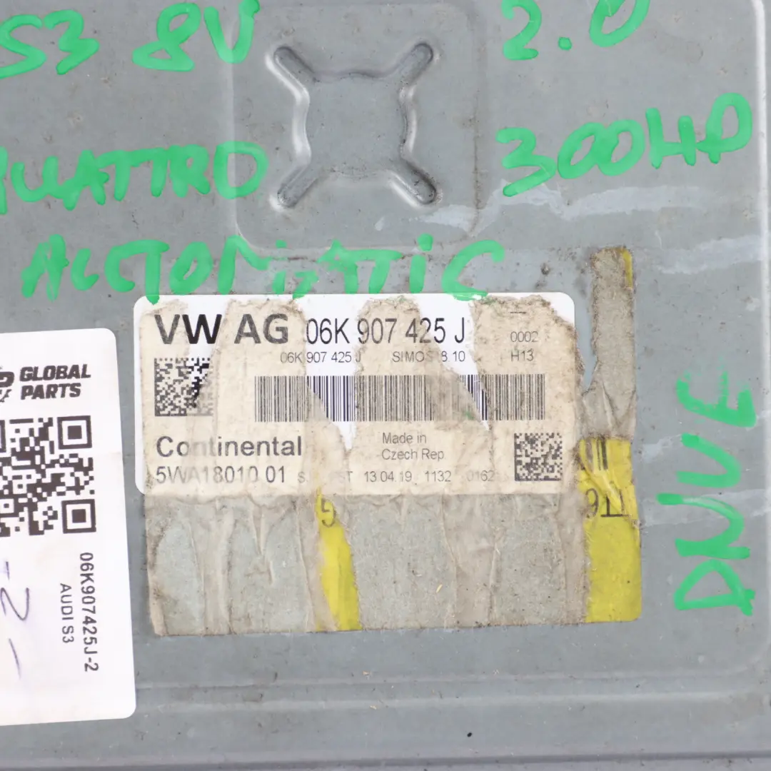 Audi S3 8V 2.0 TFSI 300HP DNUE Quattro Engine ECU Kit Automatic - SKU 06K907425J-2 - Part number 06K907425J