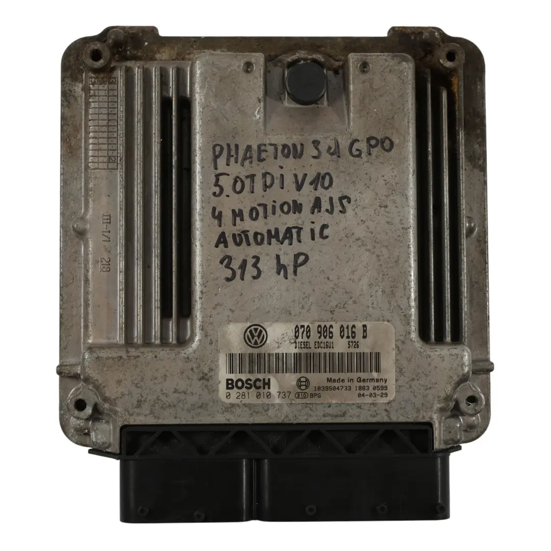 AJS 313HP Komputer Silnika Automat do Volkswagen Phaeton 3D 5.0 V10 o numerze 070906016B Volkswagen Phaeton 3D 5.0 V10 AJS 313HP Komputer Silnika Automat - SKU 070906016B - Numer Części 070906016B