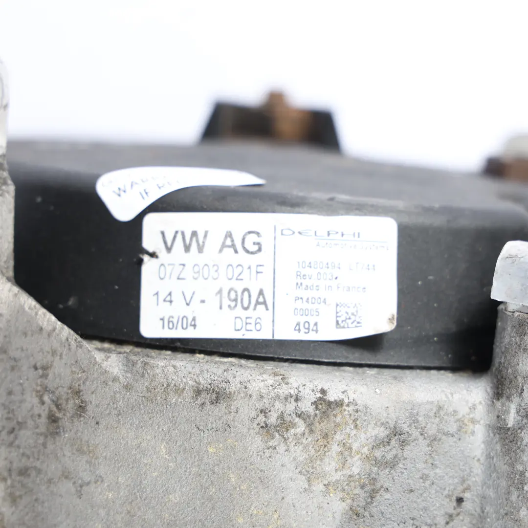 Volkswagen Phaeton 3D Motor Lichtmaschine Generator 190A 5.0 Diesel - SKU 07Z903021F - Teilenummer 07Z903021F