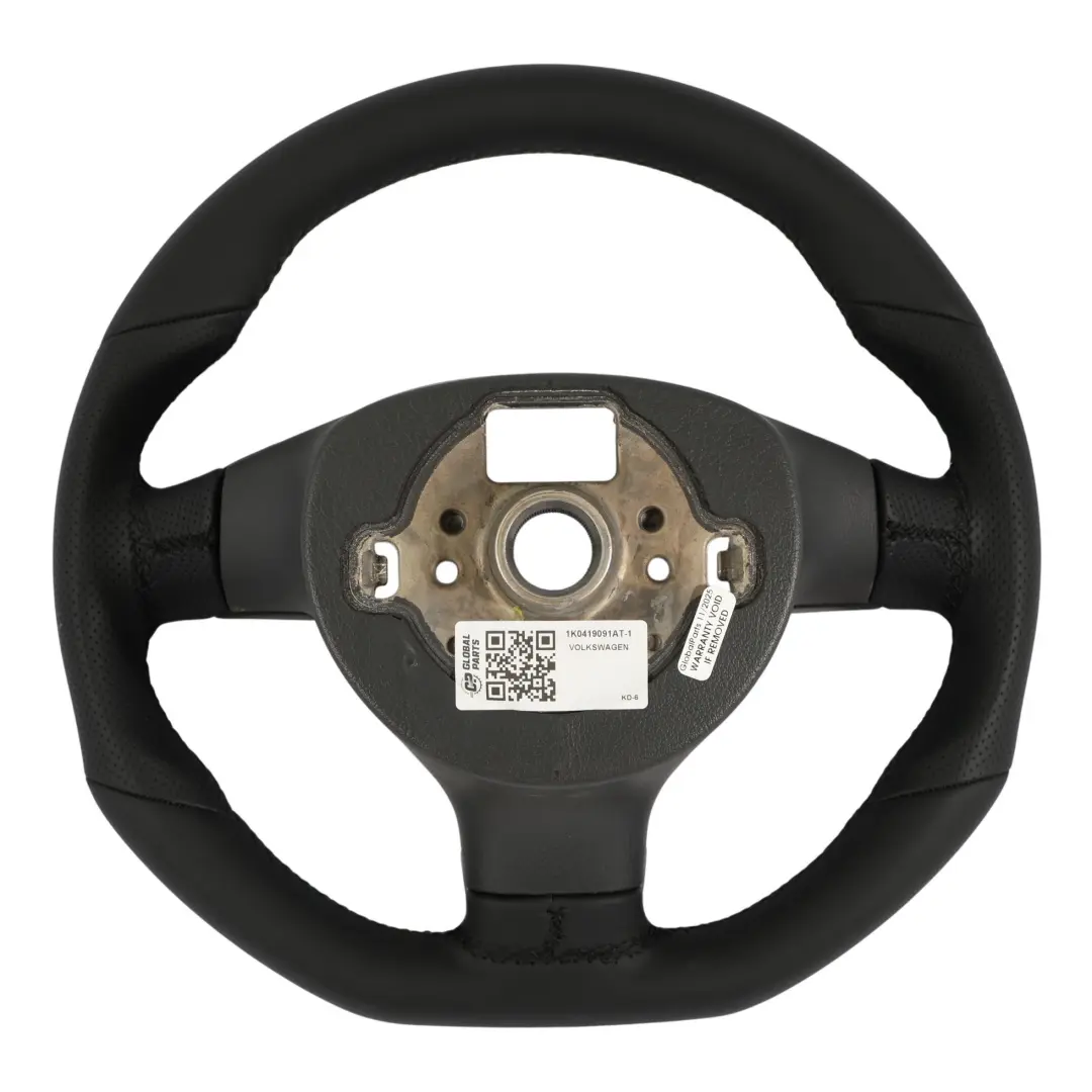 Mk5 GTI Steering Wheel NEW Black Leather Flat Bottom to Volkswagen Golf with Part number 1K0419091AT Volkswagen Golf Mk5 GTI Steering Wheel NEW Black Leather Flat Bottom - SKU 1K0419091AT-1 - Part number 1K0419091AT