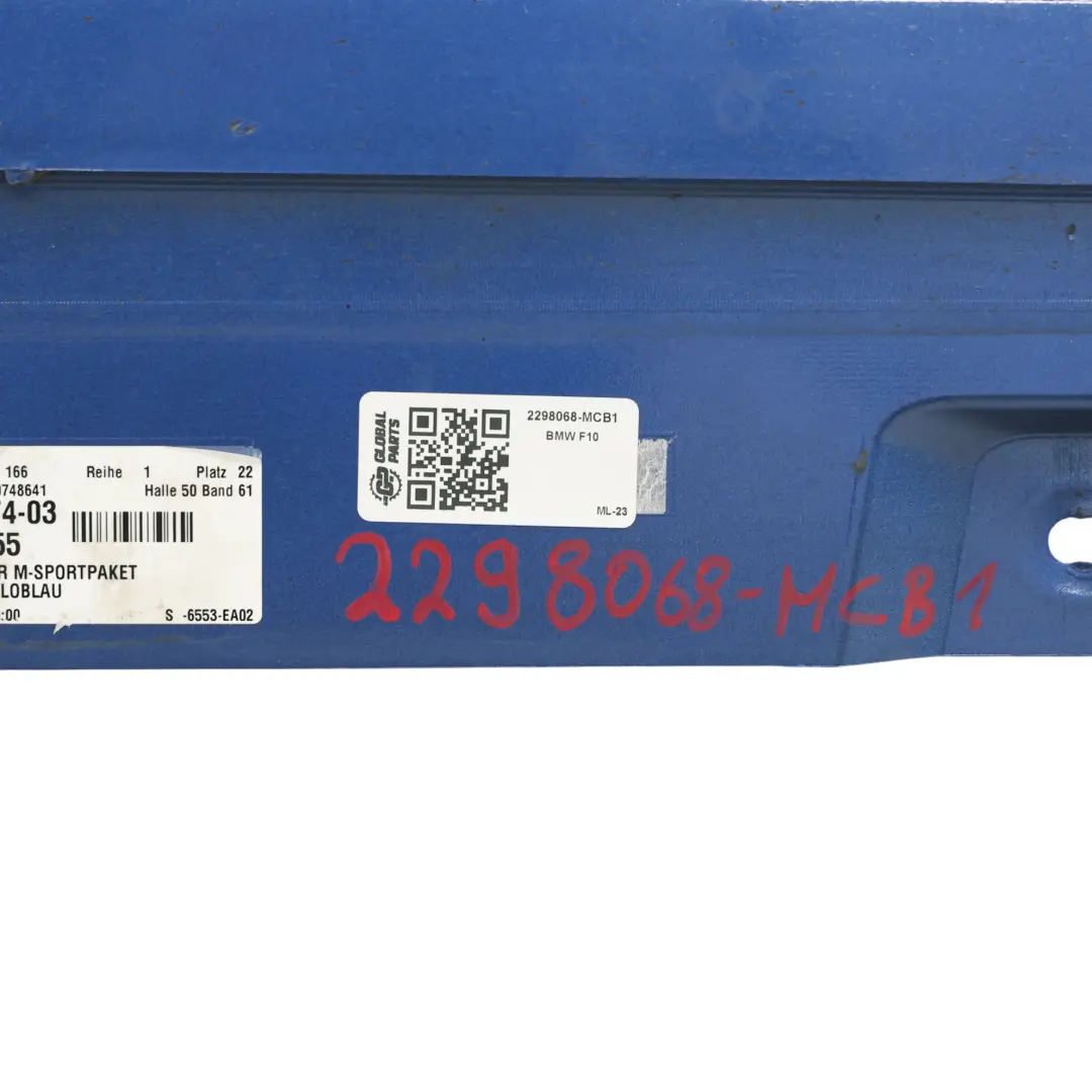 Tapa De Umbral Faldón Panel Derecho Monte Carlo Azul - B05 para BMW F10 F11 M Sport con número de pieza 2298068 BMW F10 F11 M Sport Tapa De Umbral Faldón Panel Derecho Monte Carlo Azul - B05 - SKU 2298068-MCB1 - Número de pieza 2298068