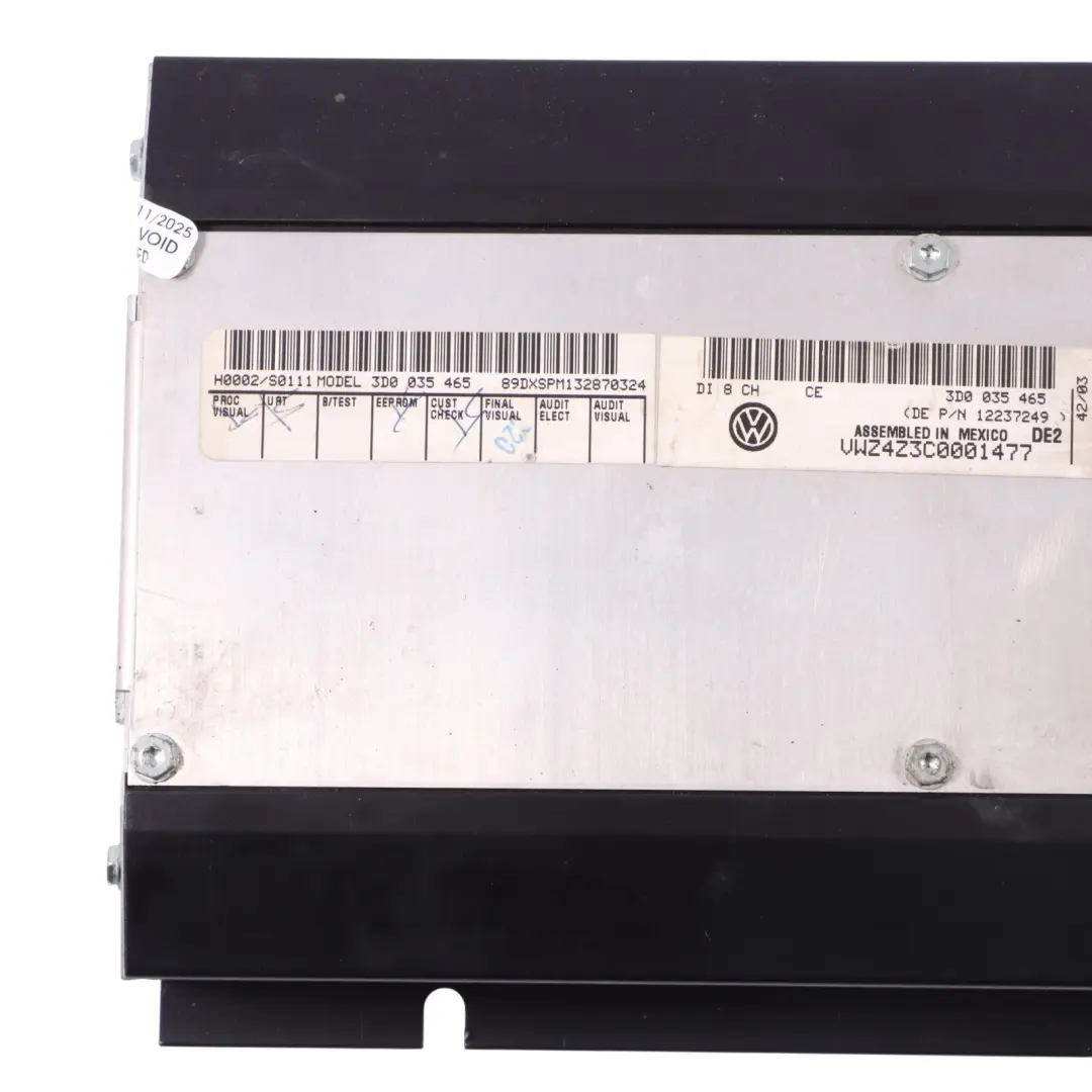 Mk1 Mulitmedia Audio Sound System Verstärkereinheit für Volkswagen Phaeton mit Teilenummer 3D0035465 Volkswagen Phaeton Mk1 Mulitmedia Audio Sound System Verstärkereinheit - SKU 3D0035465 - Teilenummer 3D0035465