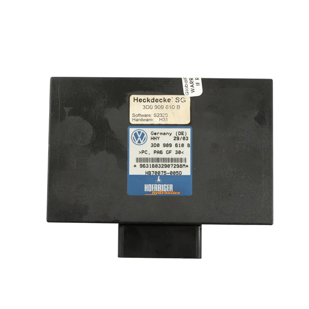 Moduł Sterownik Klapy Bagażnika Tył do VW Volkswagen Phaeton 3D o numerze 3D0909610B VW Volkswagen Phaeton 3D Moduł Sterownik Klapy Bagażnika Tył - SKU 3D0909610B - Numer Części 3D0909610B