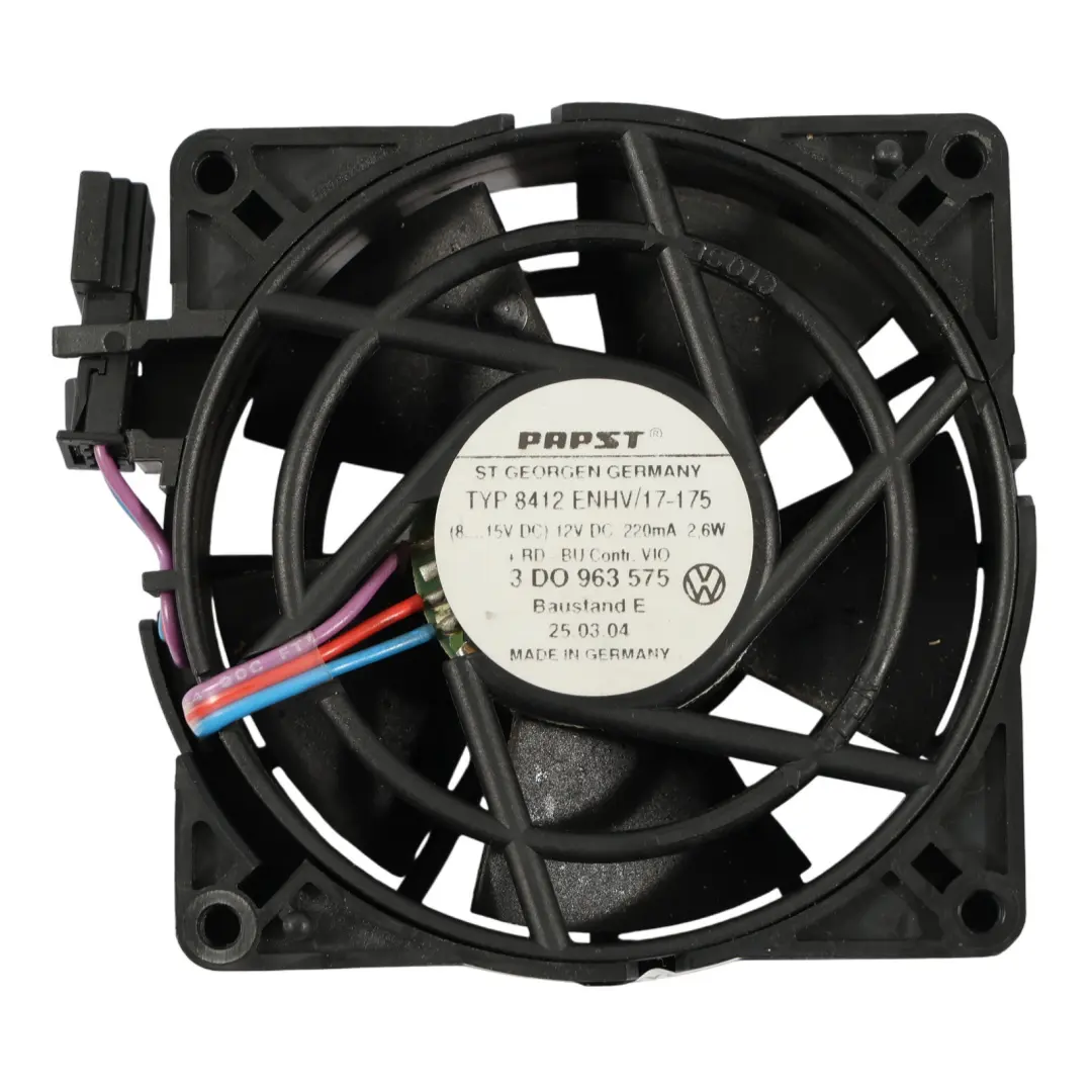 Sedile Ventilazione Soffiante Anteriore Sinistra Destra per VW Phaeton 3D con numero di parte 3D0963575 VW Phaeton 3D Sedile Ventilazione Soffiante Anteriore Sinistra Destra - SKU 3D0963575 - Numero di parte 3D0963575