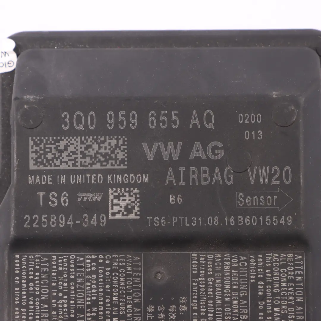 Skoda Octavia 5E Moduł Sterownik Poduszek Powietrznych - SKU 3Q0959655AQ - Numer Części 3Q0959655AQ