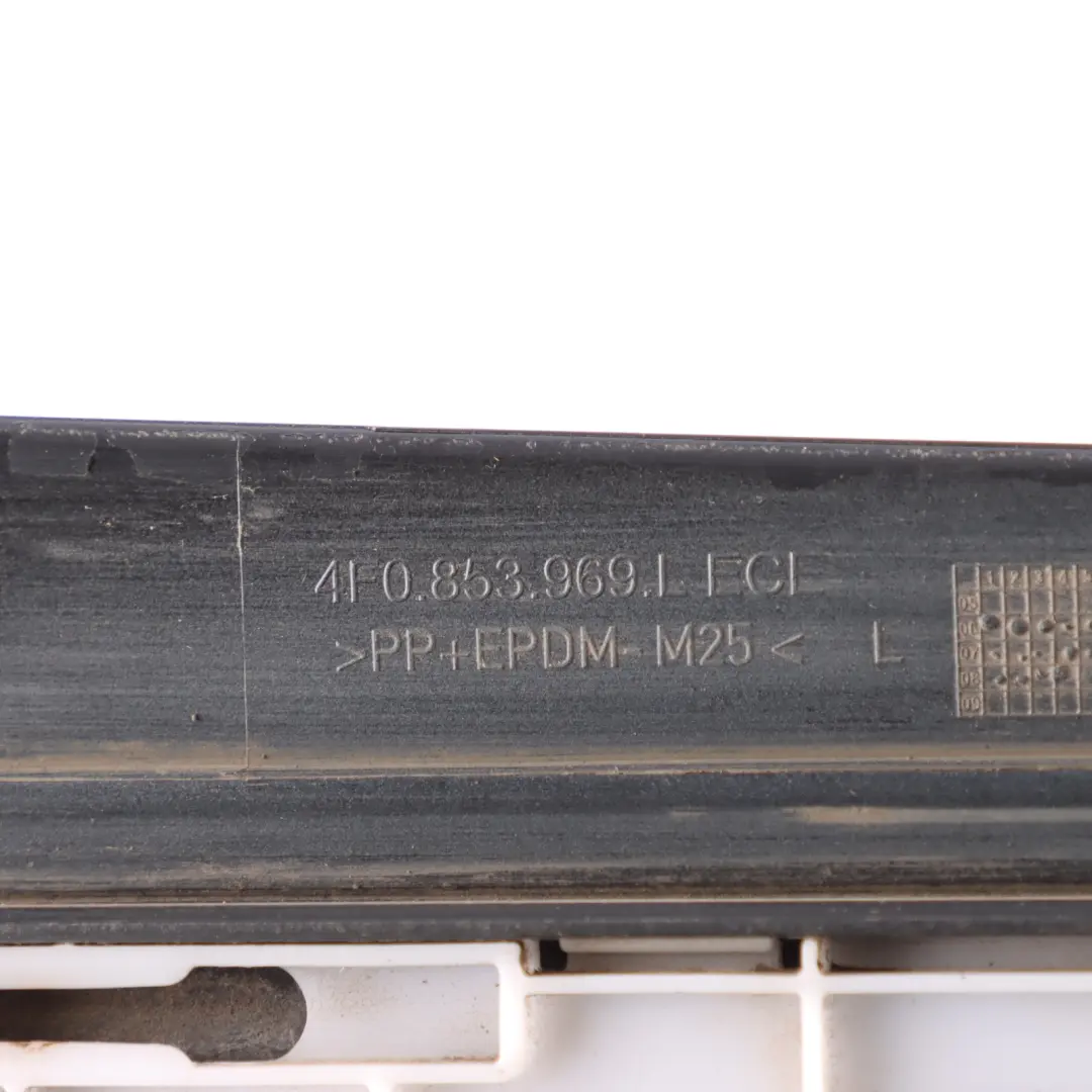 Door Strip Moulding Left N/S Brilliant Black - Y9B to Audi A6 C6 Rear with Part number 4F0853969L Audi A6 C6 Rear Door Strip Moulding Left N/S Brilliant Black - Y9B - SKU 4F0853969L-BBL - Part number 4F0853969L