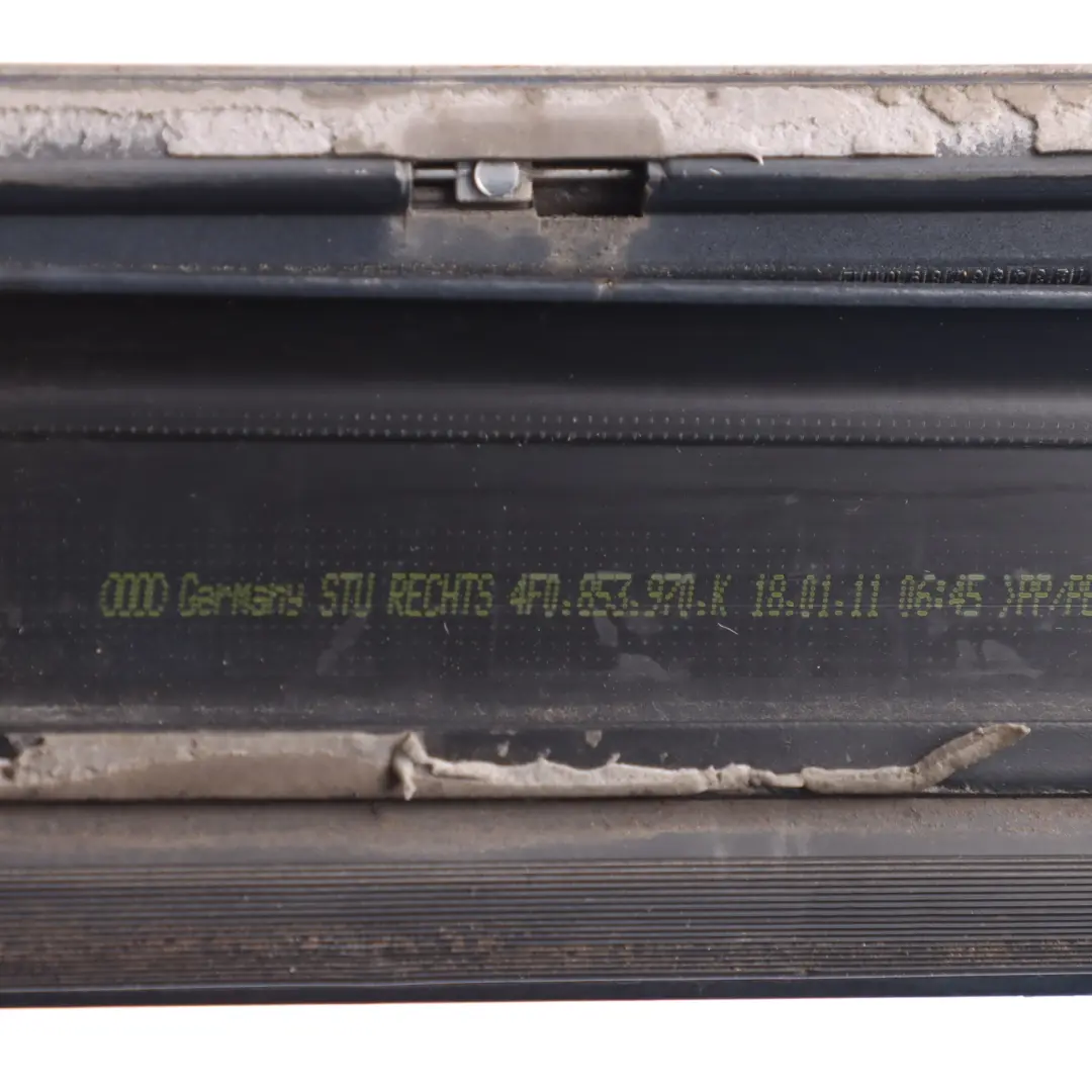 Door Strip Moulding Right O/S Brilliant Black - Y9B to Audi A6 C6 Rear with Part number 4F0853970K Audi A6 C6 Rear Door Strip Moulding Right O/S Brilliant Black - Y9B - SKU 4F0853970K-BBL - Part number 4F0853970K