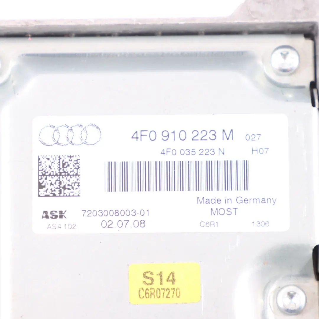 Amplifier Audio Sound Control Unit Module Controller to Audi A6 C6 with Part number 4F0910223M Audi A6 C6 Amplifier Audio Sound Control Unit Module Controller - SKU 4F0910223M - Part number 4F0910223M