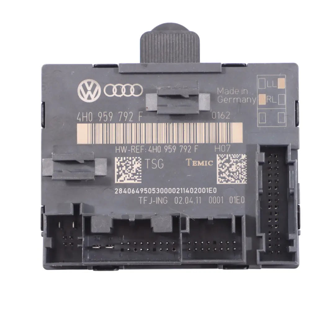 7P Módulo Puerta Delantera Unidad ECU Lado Pasajero para VW Touareg con número de pieza 4H0959792F VW Touareg 7P Módulo Puerta Delantera Unidad ECU Lado Pasajero - SKU 4H0959792F - Número de pieza 4H0959792F