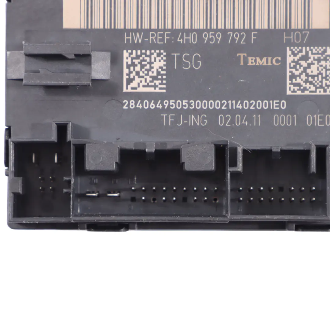 7P Módulo Puerta Delantera Unidad ECU Lado Pasajero para VW Touareg con número de pieza 4H0959792F VW Touareg 7P Módulo Puerta Delantera Unidad ECU Lado Pasajero - SKU 4H0959792F - Número de pieza 4H0959792F