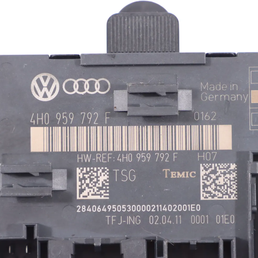 7P Front Door Control Module Unit ECU Passenger Side to VW Touareg with Part number 4H0959792F VW Touareg 7P Front Door Control Module Unit ECU Passenger Side - SKU 4H0959792F - Part number 4H0959792F