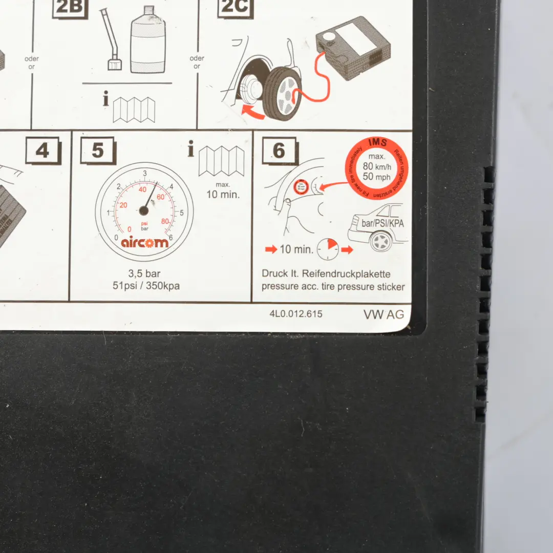 Pneumatici Riparazione Aria Compressore Pompa Gonfiatore per Audi Q5 8R Q7 4L con numero di parte 4L0012615 Audi Q5 8R Q7 4L Pneumatici Riparazione Aria Compressore Pompa Gonfiatore - SKU 4L0012615-1 - Numero di parte 4L0012615