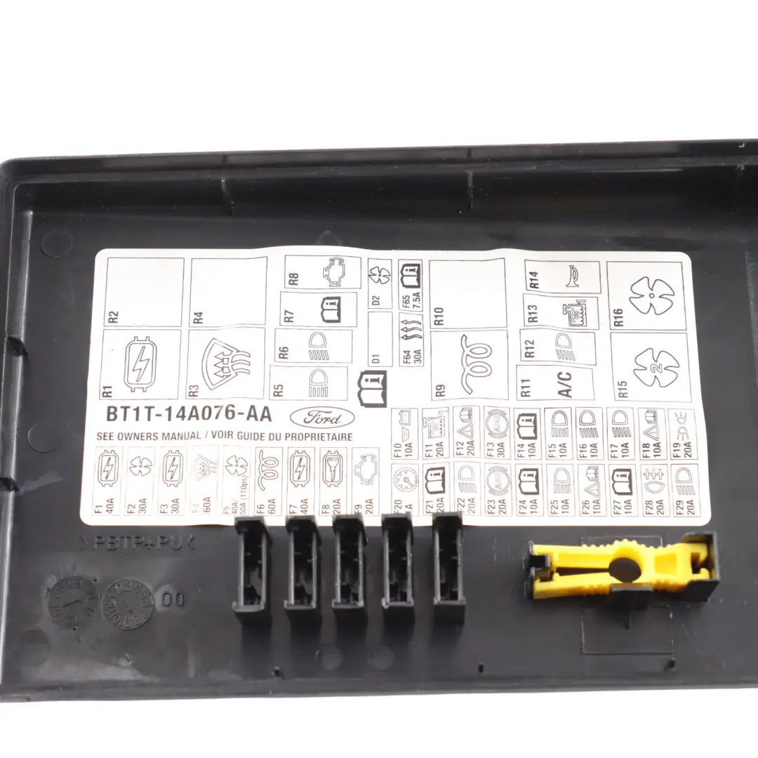 Mk2 Fuse Box Cover Cap Fuse Guide BT1T-14A076-AB to Ford Transit Connect with Part number 5168838 Ford Transit Connect Mk2 Fuse Box Cover Cap Fuse Guide BT1T-14A076-AB - SKU 5168838 - Part number 5168838