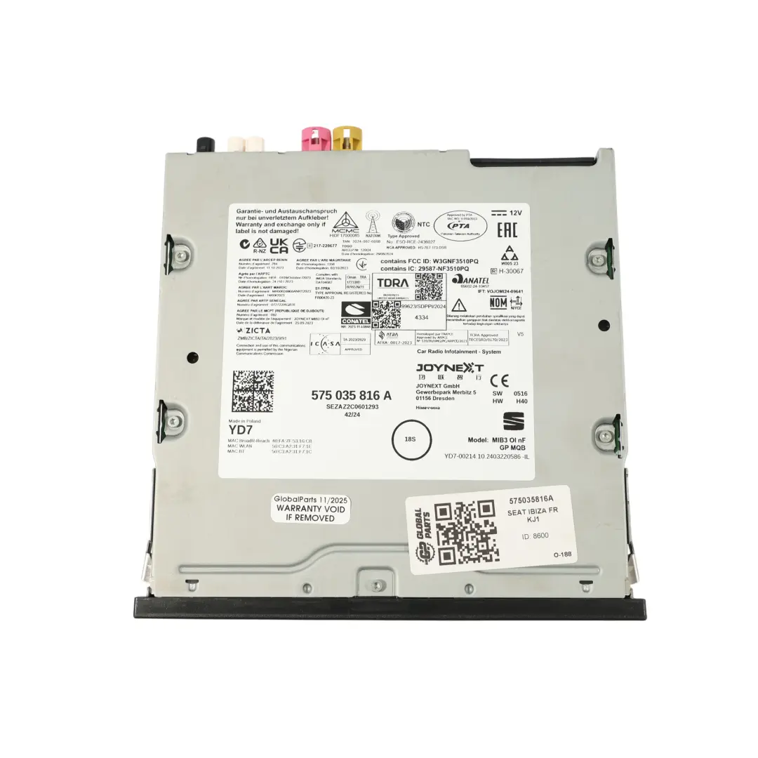 Mk5 KJ1 Autoradio CD Multimédia Unité Principale pour Seat Ibiza à propos du numéro de pièce 575035816A Seat Ibiza Mk5 KJ1 Autoradio CD Multimédia Unité Principale - SKU 575035816A - Numéro de pièce 575035816A