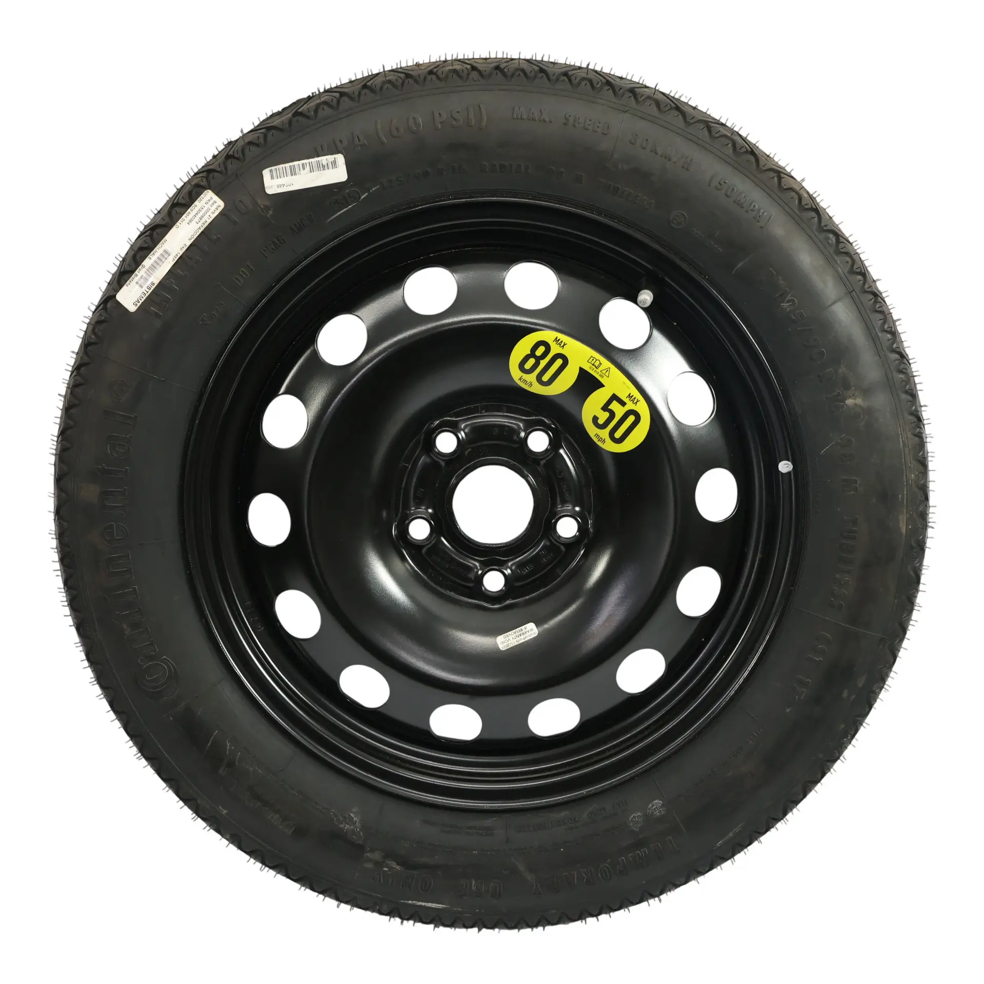 Volkswagen Golf Mk7 Spare Wheel Steel R16 Tyre 125/90 3JX16 5C0601027C