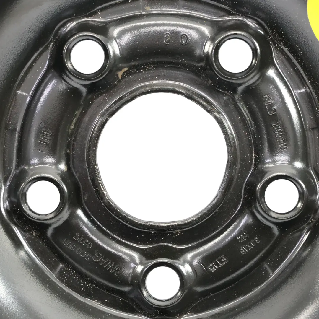 Spare Wheel Steel R16 Tyre 125/90 3JX16 to Volkswagen Golf Mk7 with Part number 5C0601027C Volkswagen Golf Mk7 Spare Wheel Steel R16 Tyre 125/90 3JX16 - SKU 5C0601027C - Part number 5C0601027C