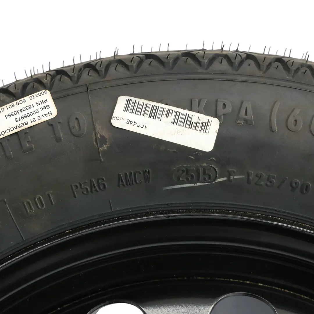 Volkswagen Golf Mk7 Ruota Scorta Acciaio R16 Pneumatico 125/90 3JX16 - SKU 5C0601027C - Numero di parte 5C0601027C