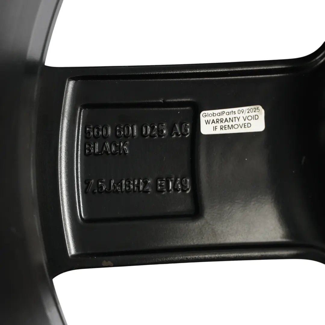 Volkswagen Golf Mk7 VII Wheel Rim Alloy Black 18" 8,5J ET:49 - SKU 5G0601025AG-1 - Part number 5G0601025AG