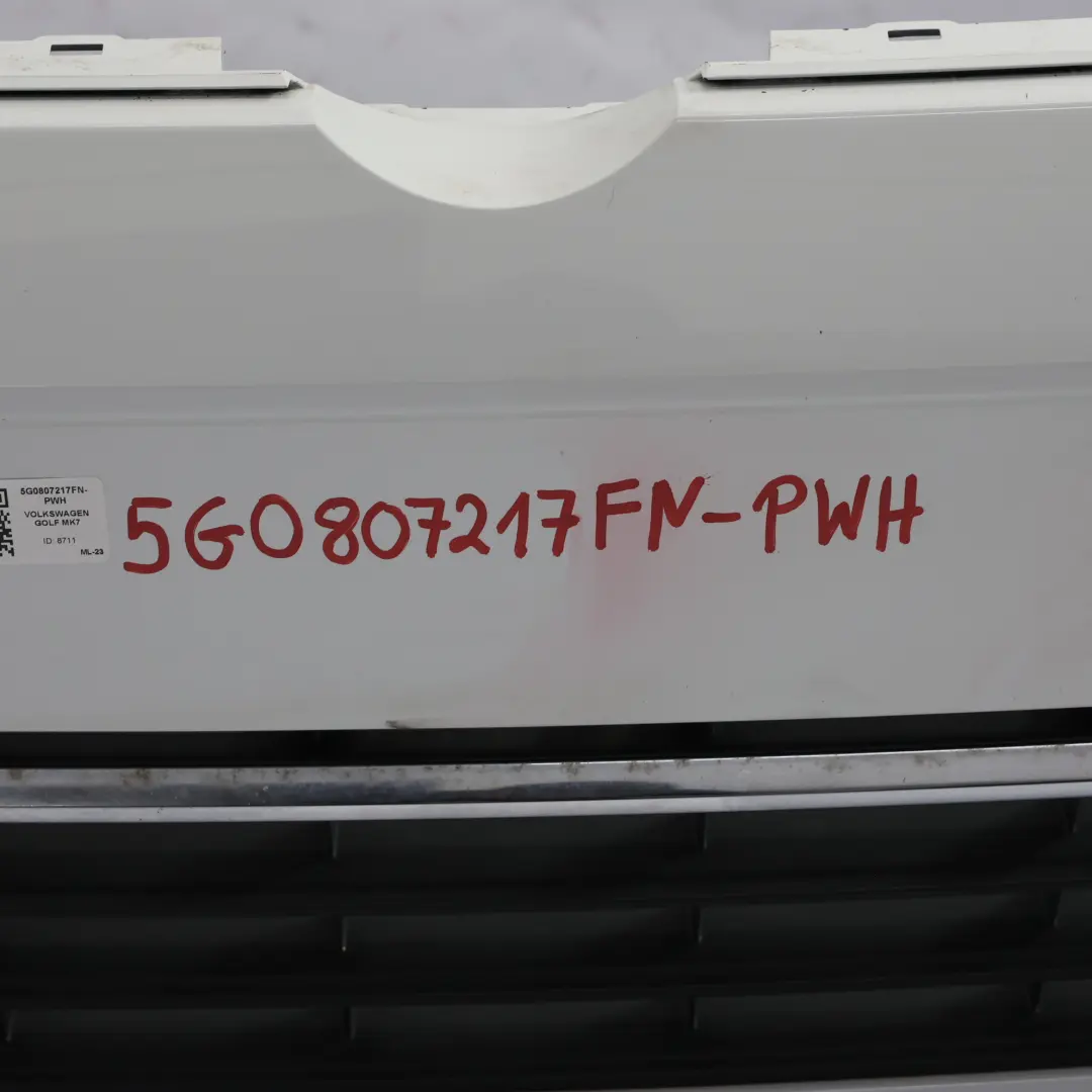 Volkswagen VW Golf Mk7 Przedni Zderzak Facelift Pure White Biały - C9A - SKU 5G0807217FN-PWH - Numer Części 5G0807217FN