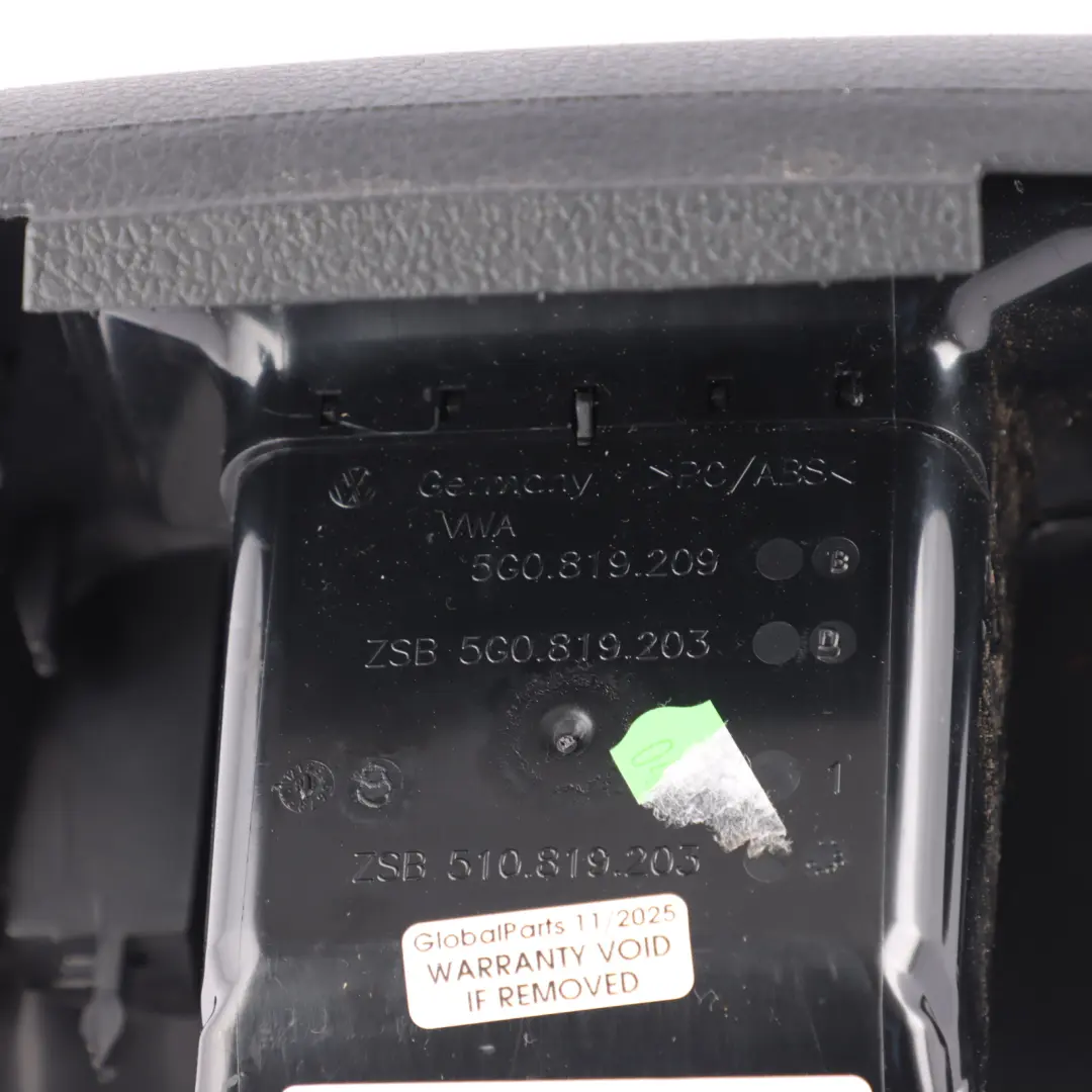 VW Golf Mk7 Rear Centre Console Fresh Air Vent Grille Trim Cover - SKU 5G0864298F-1 - Part number 5G0819203D