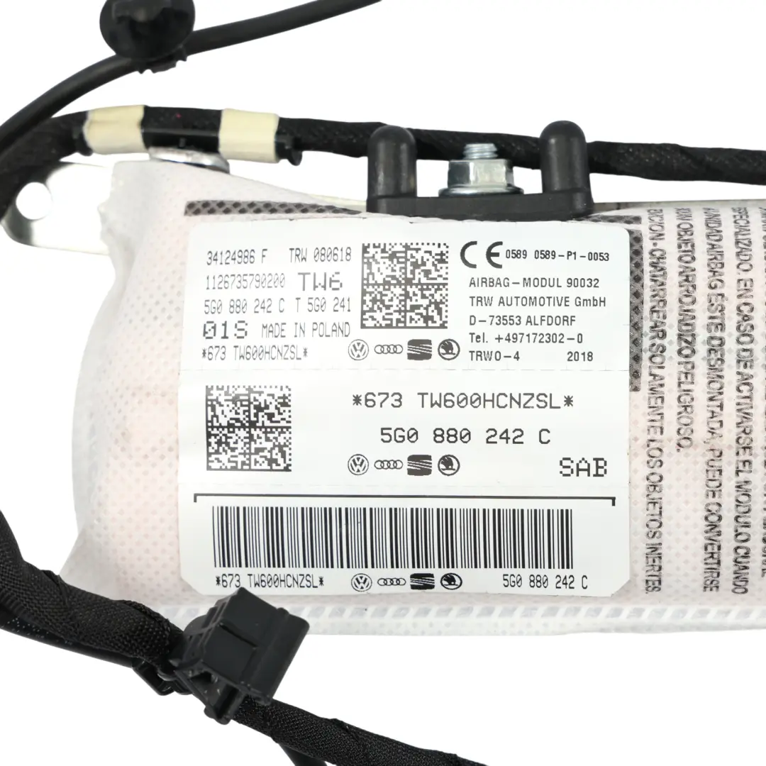 Volkswagen VW Golf 7 Sitz Seite Seitliche Luft Modul Vorne Rechts - SKU 5G0880242C - Teilenummer 5G0880242C