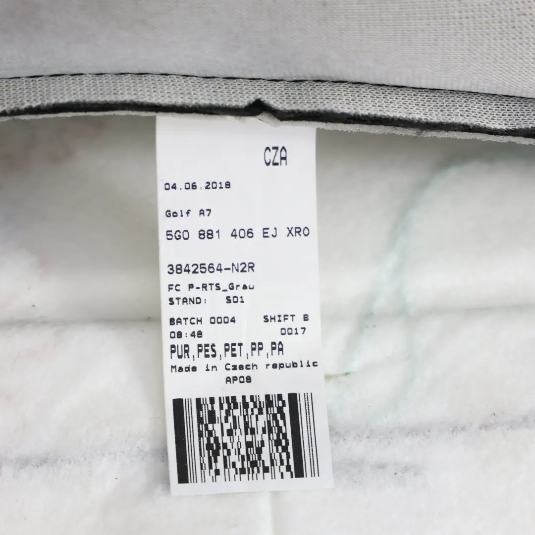 Cojín Asiento Delantero Calefactable Derecho Cuero Negro para Volkswagen Golf R Mk7 con número de pieza 5G0881406EJ Volkswagen Golf R Mk7 Cojín Asiento Delantero Calefactable Derecho Cuero Negro - SKU 5G0881406EJ - Número de pieza 5G0881406EJ