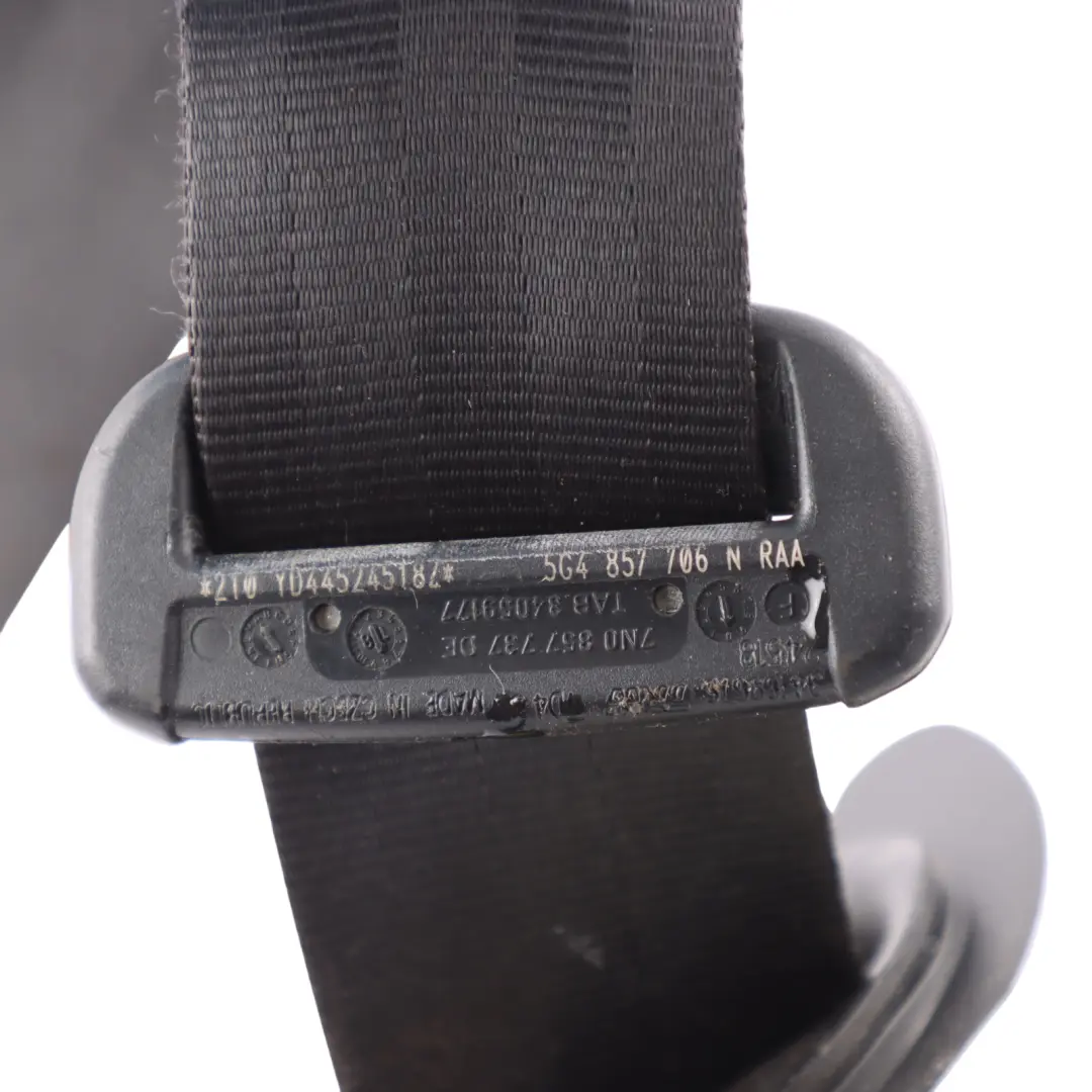 VW Volkswagen Golf 7 5G Seat Belt Front Right O/S Seatbelt Black - SKU 5G4857706N - Part number 5G4857706N