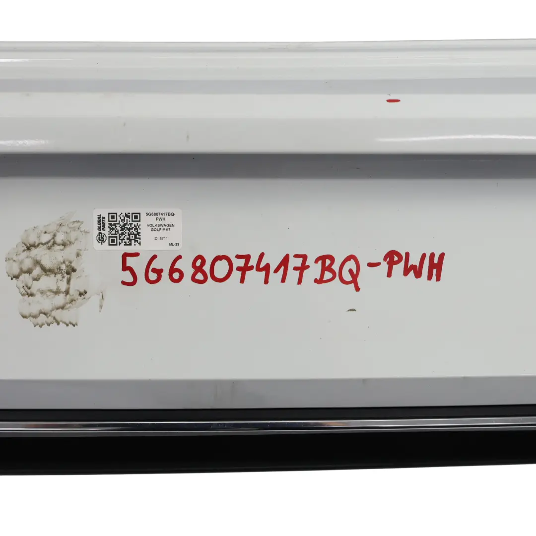 Bumper Rear Trim Panel Cover Pure White - C9A to Volkswagen VW Golf Mk7 with Part number 5G6807417BQ Volkswagen VW Golf Mk7 Bumper Rear Trim Panel Cover Pure White - C9A - SKU 5G6807417BQ-PWH - Part number 5G6807417BQ