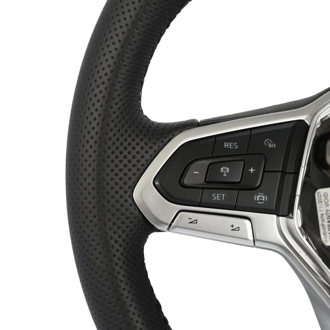 VW Golf Mk8 Tiguan Mk2 Volante NUOVO In Pelle Nera Fondo Piatto - SKU 5H0419089BH-1 - Numero di parte 5H0419089BH