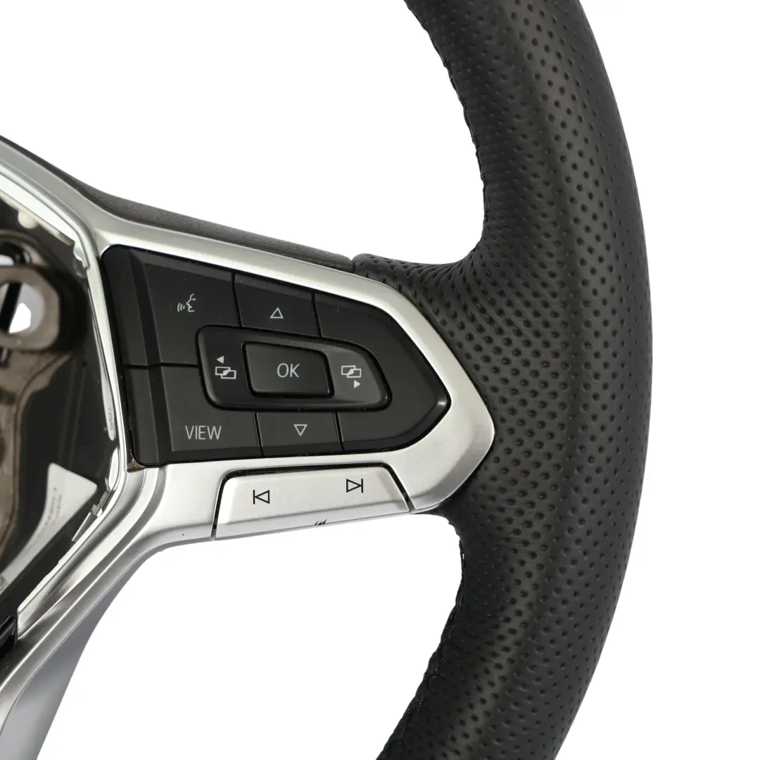 VW Golf Mk8 Tiguan Mk2 Volante NUOVO In Pelle Nera Fondo Piatto - SKU 5H0419089BH-1 - Numero di parte 5H0419089BH