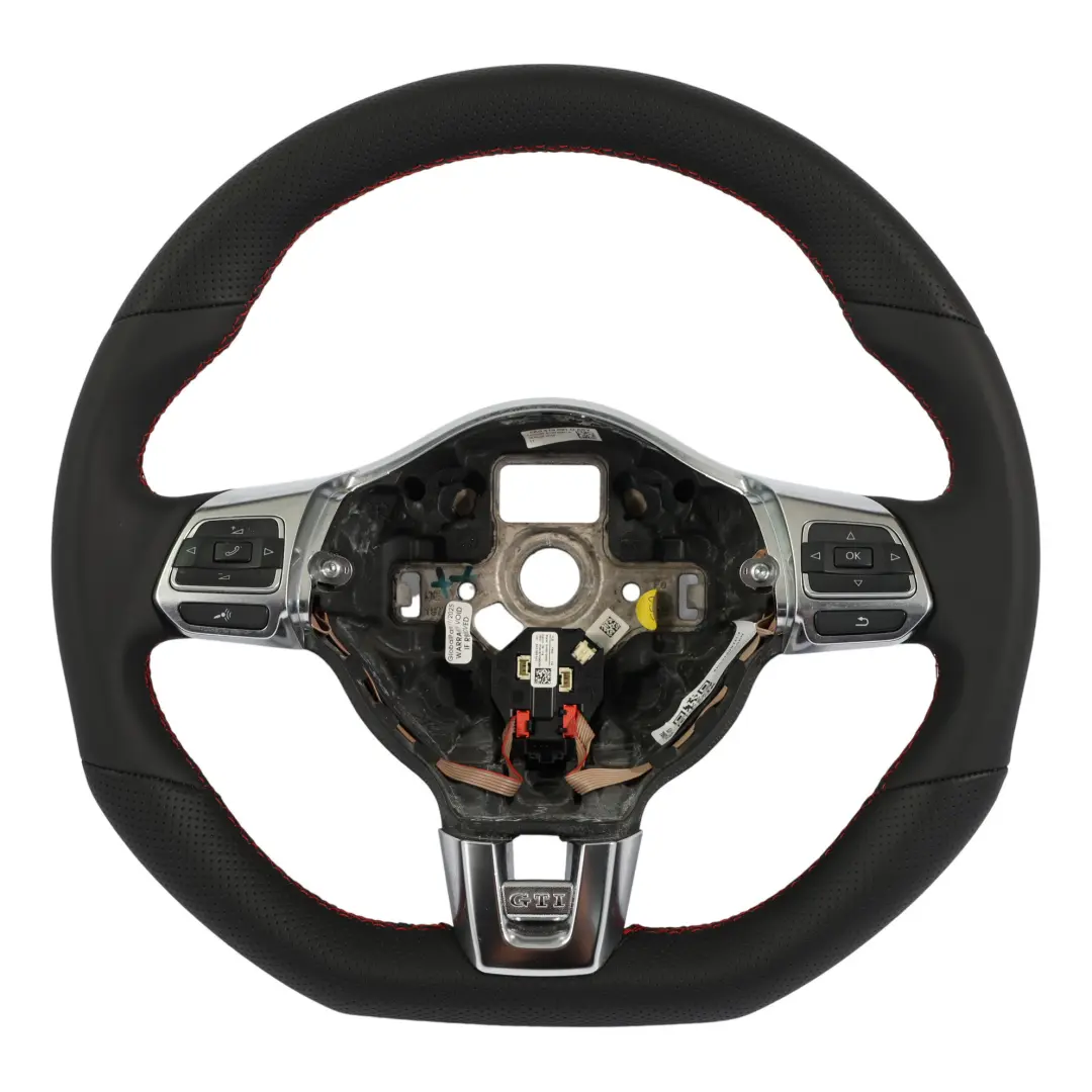 Mk6 GTI Steering Wheel NEW Black Leather Flat Bottom to Volkswagen Golf with Part number 5K0419091D Volkswagen Golf Mk6 GTI Steering Wheel NEW Black Leather Flat Bottom - SKU 5K0419091D-1 - Part number 5K0419091D