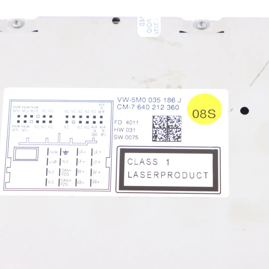 VW Volkswagen Polo Mk5 Radio Control Head Unit CD Player MP3 - SKU 5M0035186J - Part number 5M0035186J