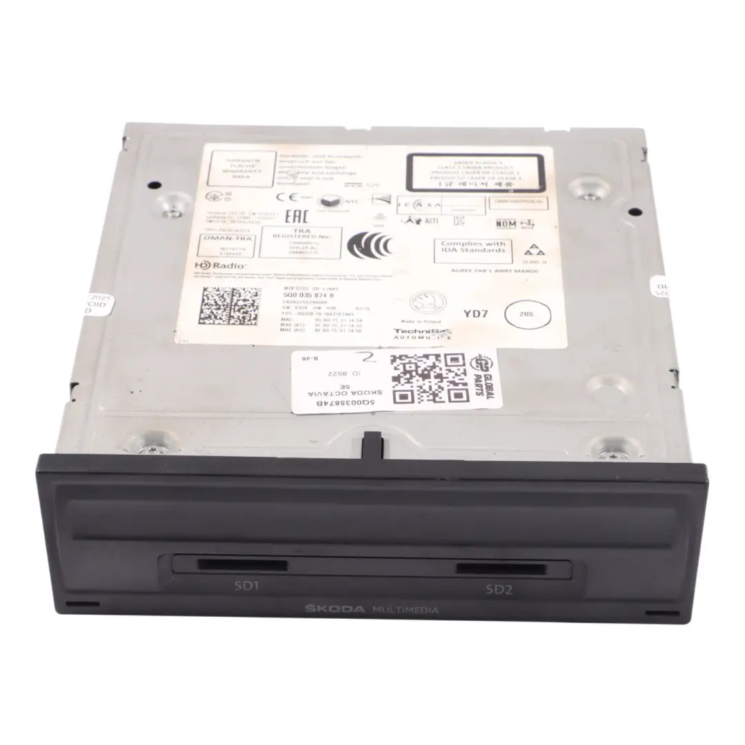 Skoda Octavia 5E Autoradio Multimédia MMI Avec Navigation Satellite - SKU 5Q0035874B - Numéro de pièce 5Q0035874B