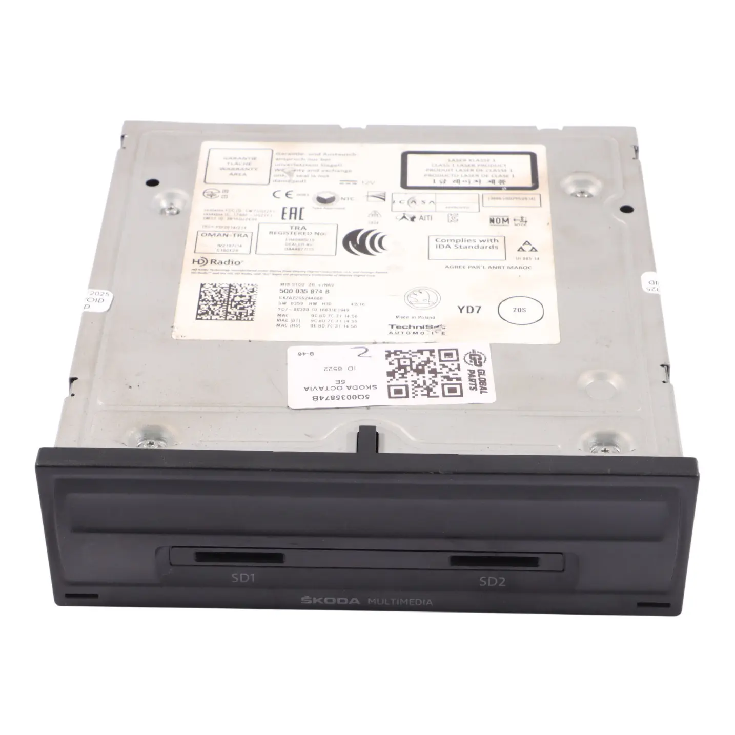 Skoda Octavia 5E Autoradio Multimédia MMI Avec Navigation Satellite 5Q0035874B