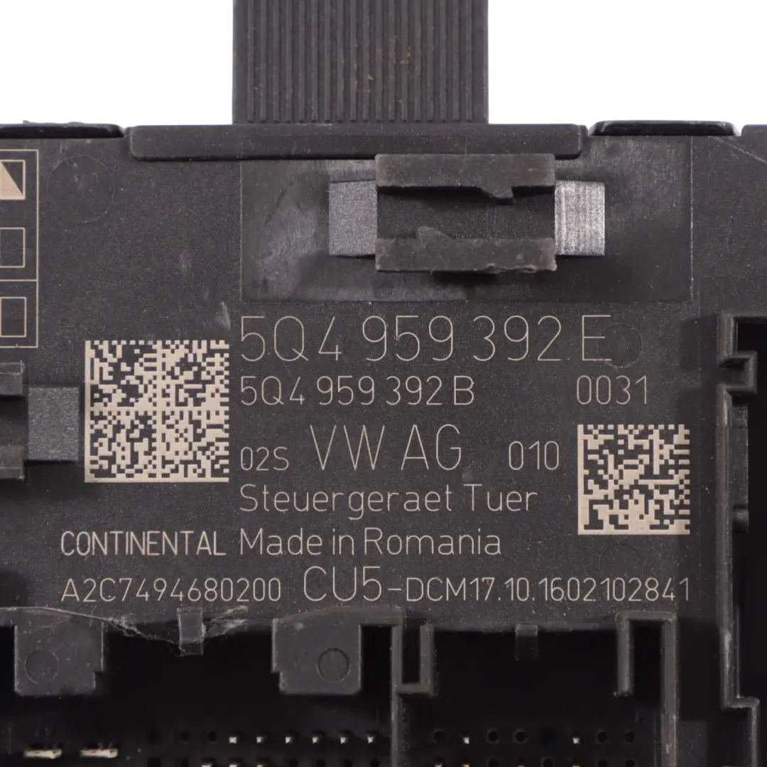 Module De Commande De Porte Avant Côté Passager pour Skoda Octavia 5E à propos du numéro de pièce 5Q4959392E Skoda Octavia 5E Module De Commande De Porte Avant Côté Passager - SKU 5Q4959392E - Numéro de pièce 5Q4959392E