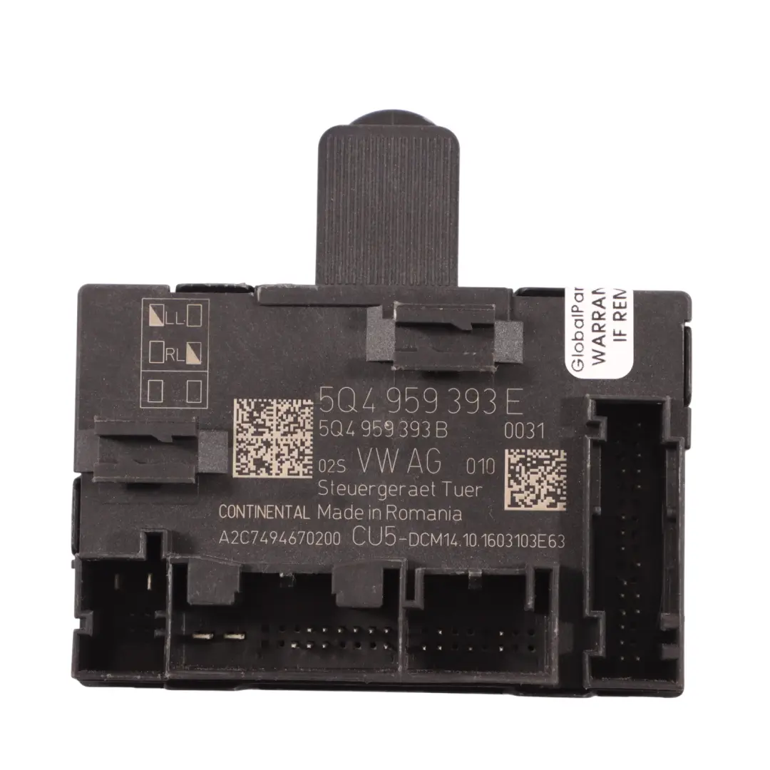 Skoda Octavia 5E Fronttürmodul Steuergerät ECU Fahrerseite 5Q4959392E - SKU 5Q4959393E - Teilenummer 5Q4959393E