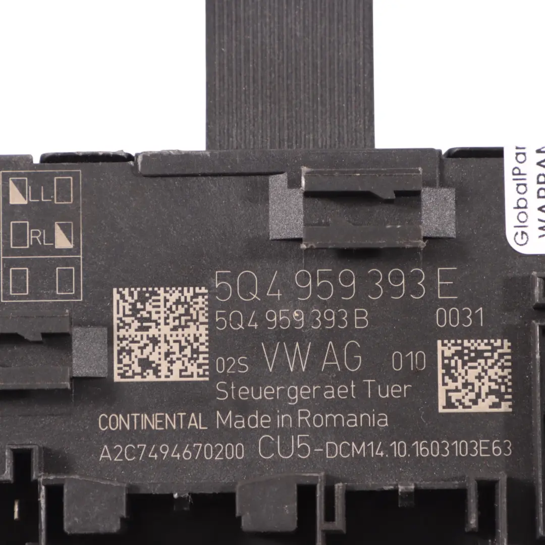 Fronttürmodul Steuergerät ECU Fahrerseite für Skoda Octavia 5E mit Teilenummer 5Q4959393E Skoda Octavia 5E Fronttürmodul Steuergerät ECU Fahrerseite - SKU 5Q4959393E - Teilenummer 5Q4959393E
