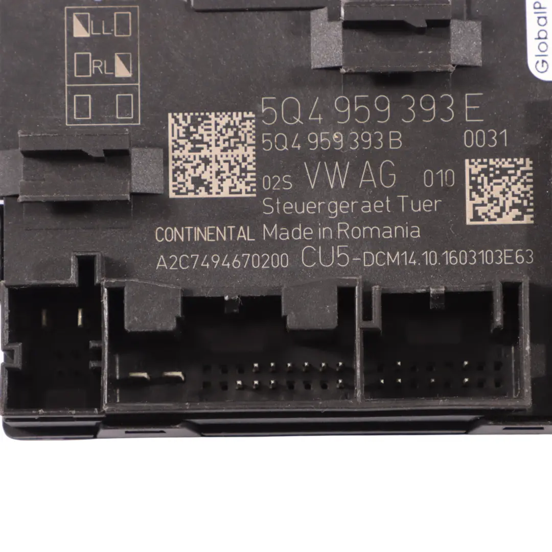Skoda Octavia 5E Modulo Porta Anteriore Controllo ECU Lato Guida - SKU 5Q4959393E - Numero di parte 5Q4959393E