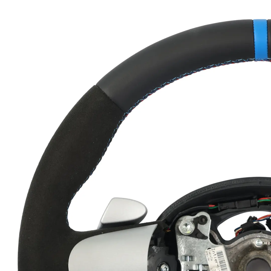 Nuova Pelle Nera Volante M-Tricolori Steptronic per Mini Cooper R50 R52 con numero di parte 6765660 Mini Cooper R50 R52 Nuova Pelle Nera Volante M-Tricolori Steptronic - SKU 6765660-1 - Numero di parte 6765660